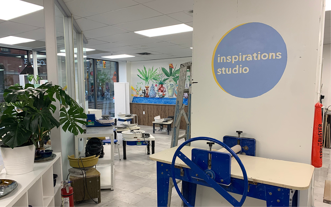 interior image of Inspirations Studio with etching press